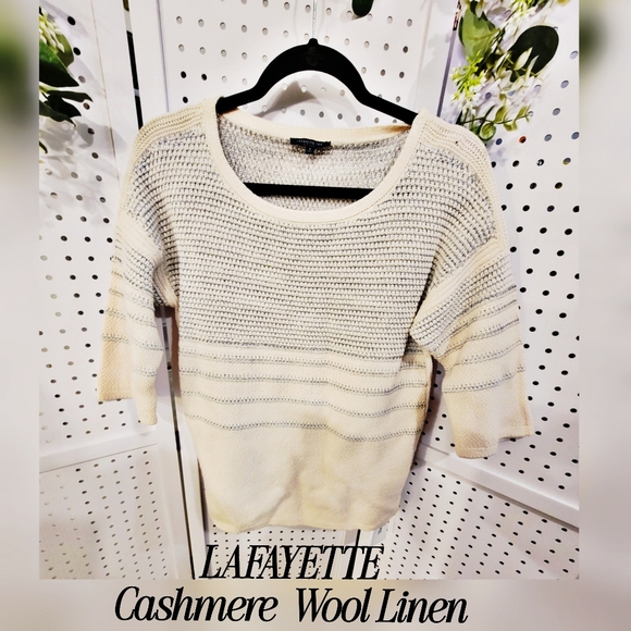 Lafayette 148 New York Sweaters - LAFAYETTE Cashmere linen & wool sparkle sweater. S